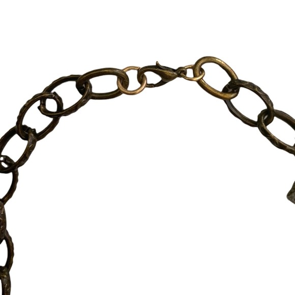 NWT Anthropologie Metal Gold Rhinestone Fringe Necklace 22" Adjustable Chain - Picture 6 of 6